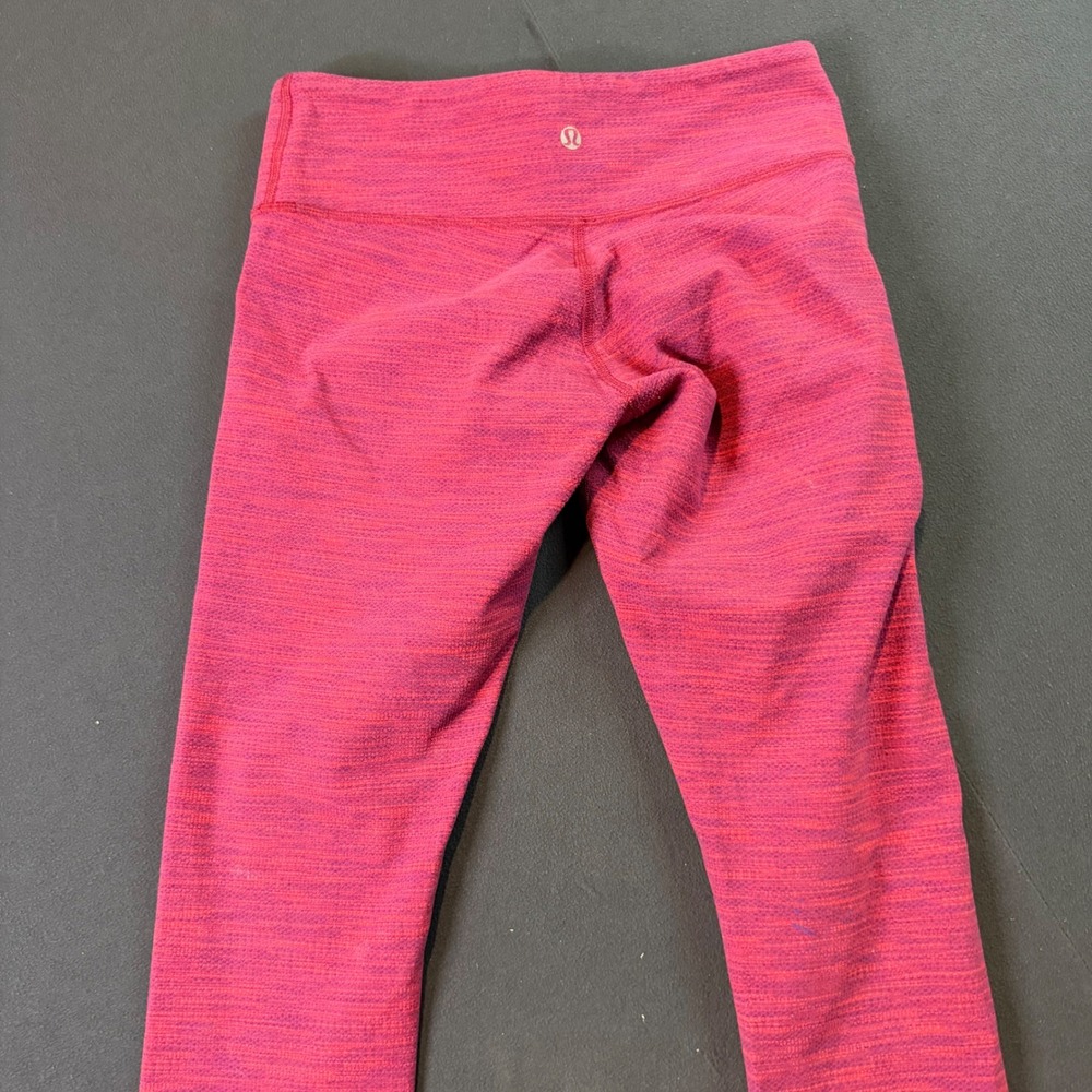 Lululemon Align High Rise Crop Leggings Hot Pink Marled Size 6 Activewear - Picture 4 of 6